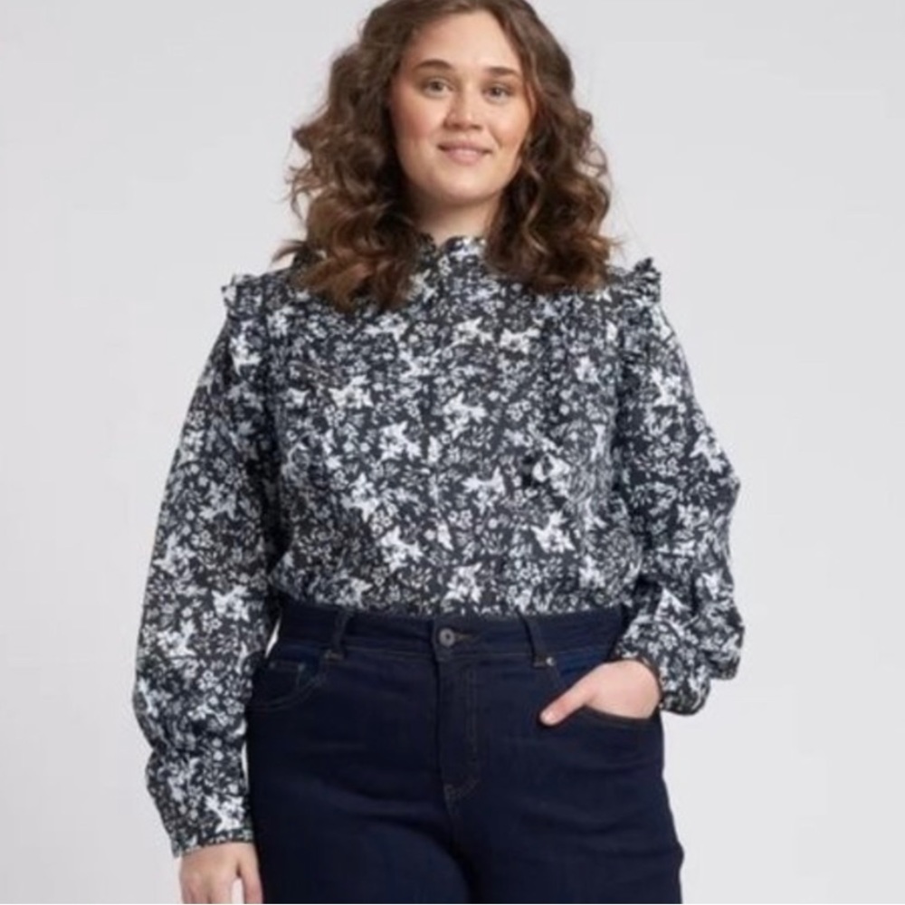 ERDEM X Universal Standard long sleeve blouse in Small